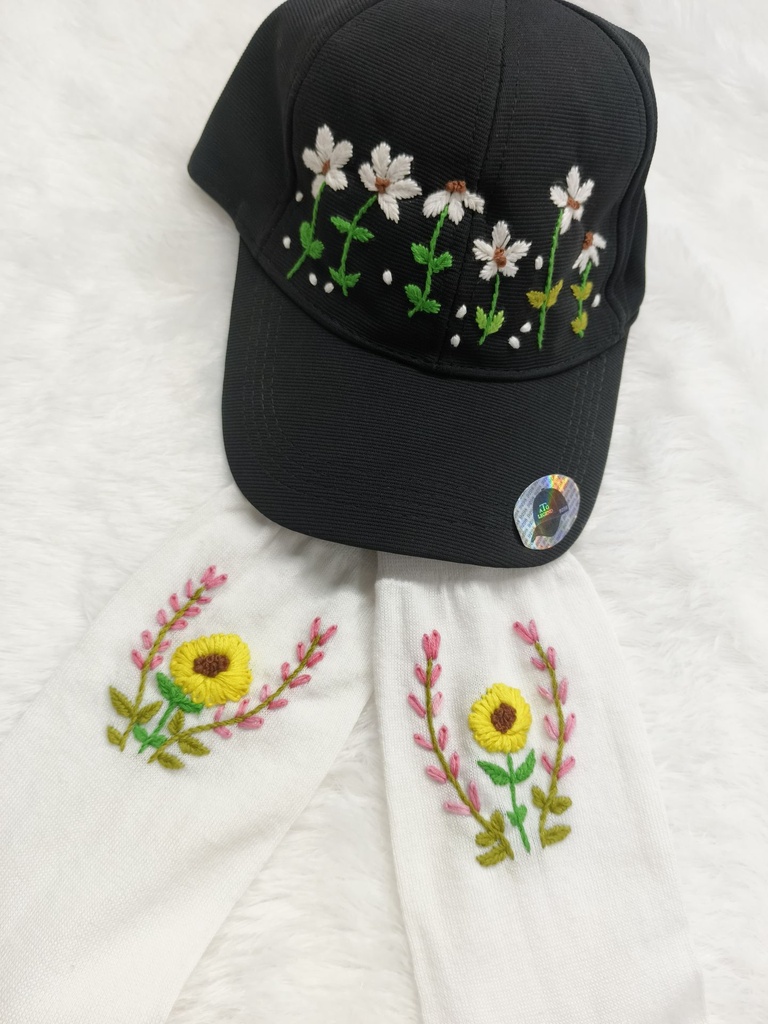 Hand embroidered Cap and Socks Combo