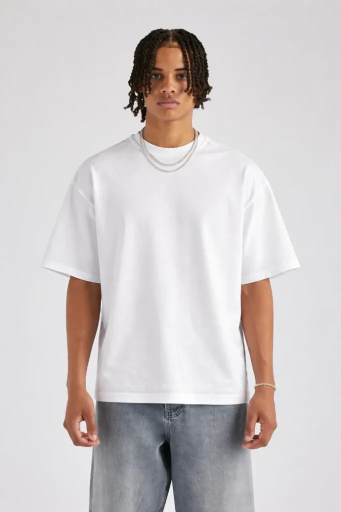 Unisex white oversized boxifit Tee