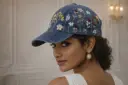 Hand stitched denim cap